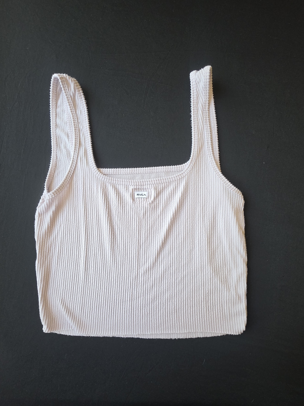 2 RVCA Ribbed Square-Neck Crop Tank Tops - Picture 2 of 6